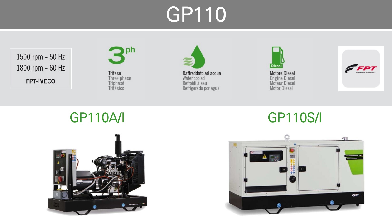 Generador Eléctrico GP110 - Versiones