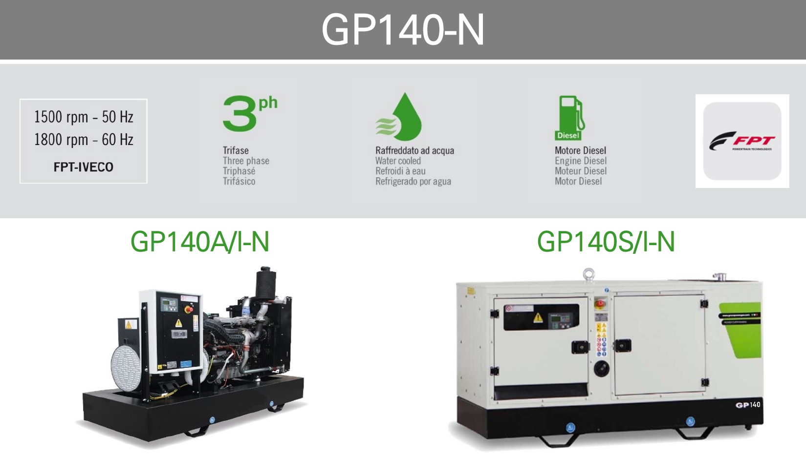 Generador Eléctrico GP140-N - Versiones